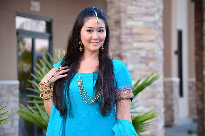 turquoise indian wedding outfit