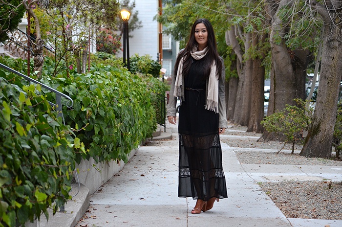 how to wear a fall maxi dress