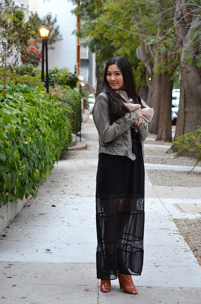 how to wear a maxi dress in the fall