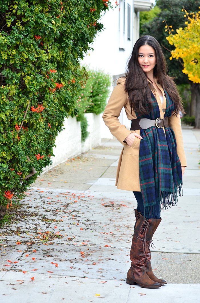belted plaid scarf