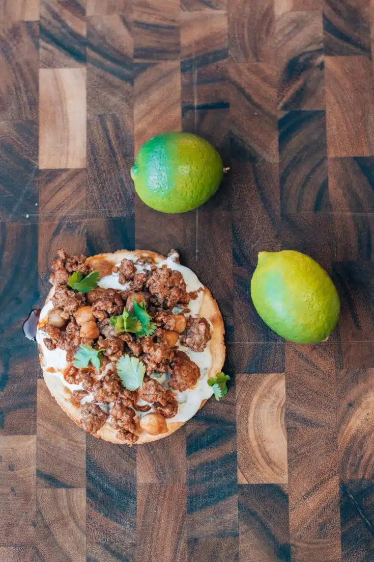 Chorizo tostada recipe, by blogger What The Fab