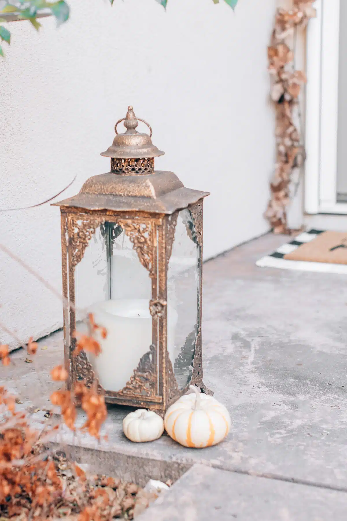 Front door fall decor, by lifestyle blogger What The Fab