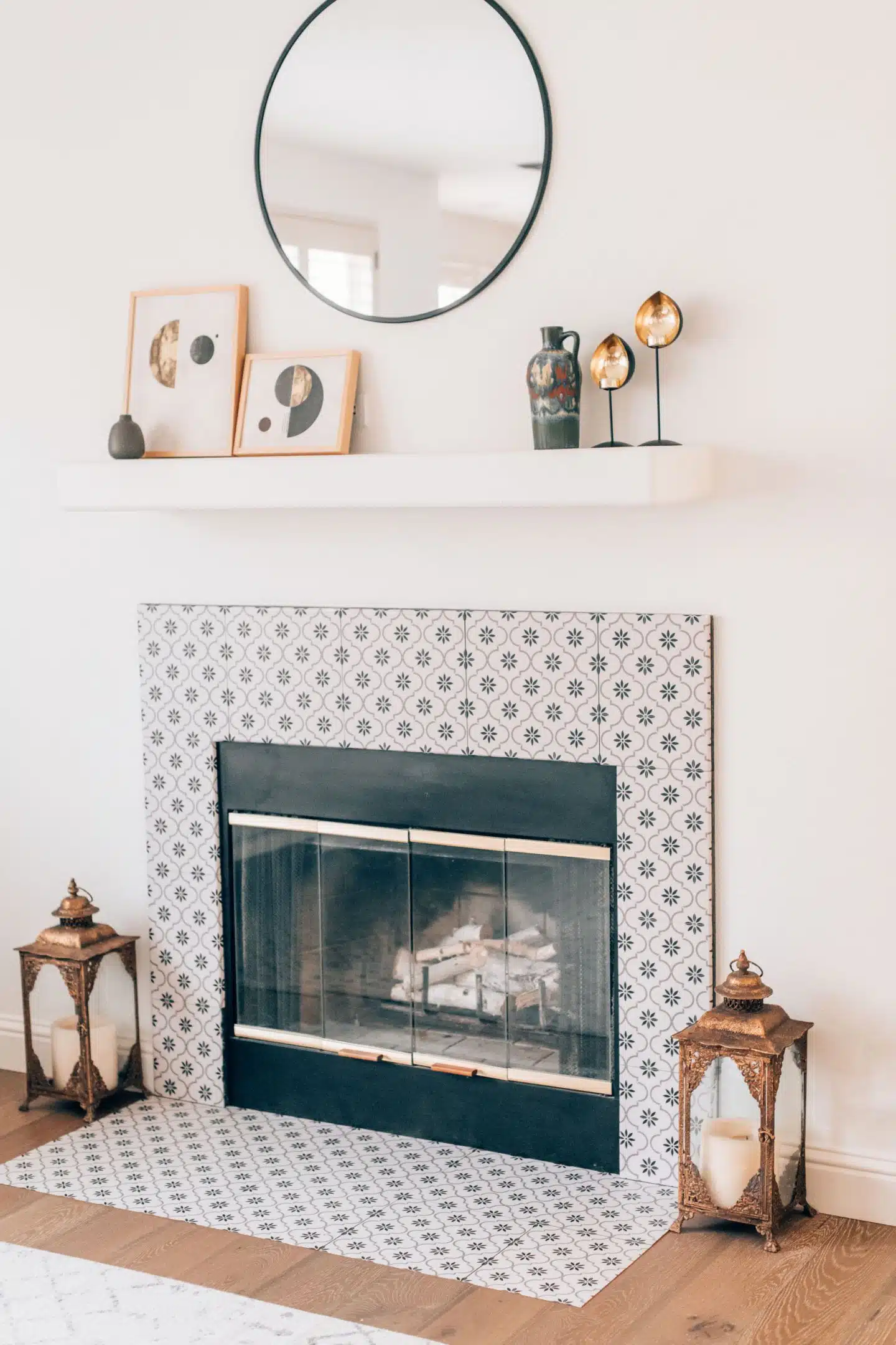 Fireplace stickers makeover, by lifestyle blogger What The Fab