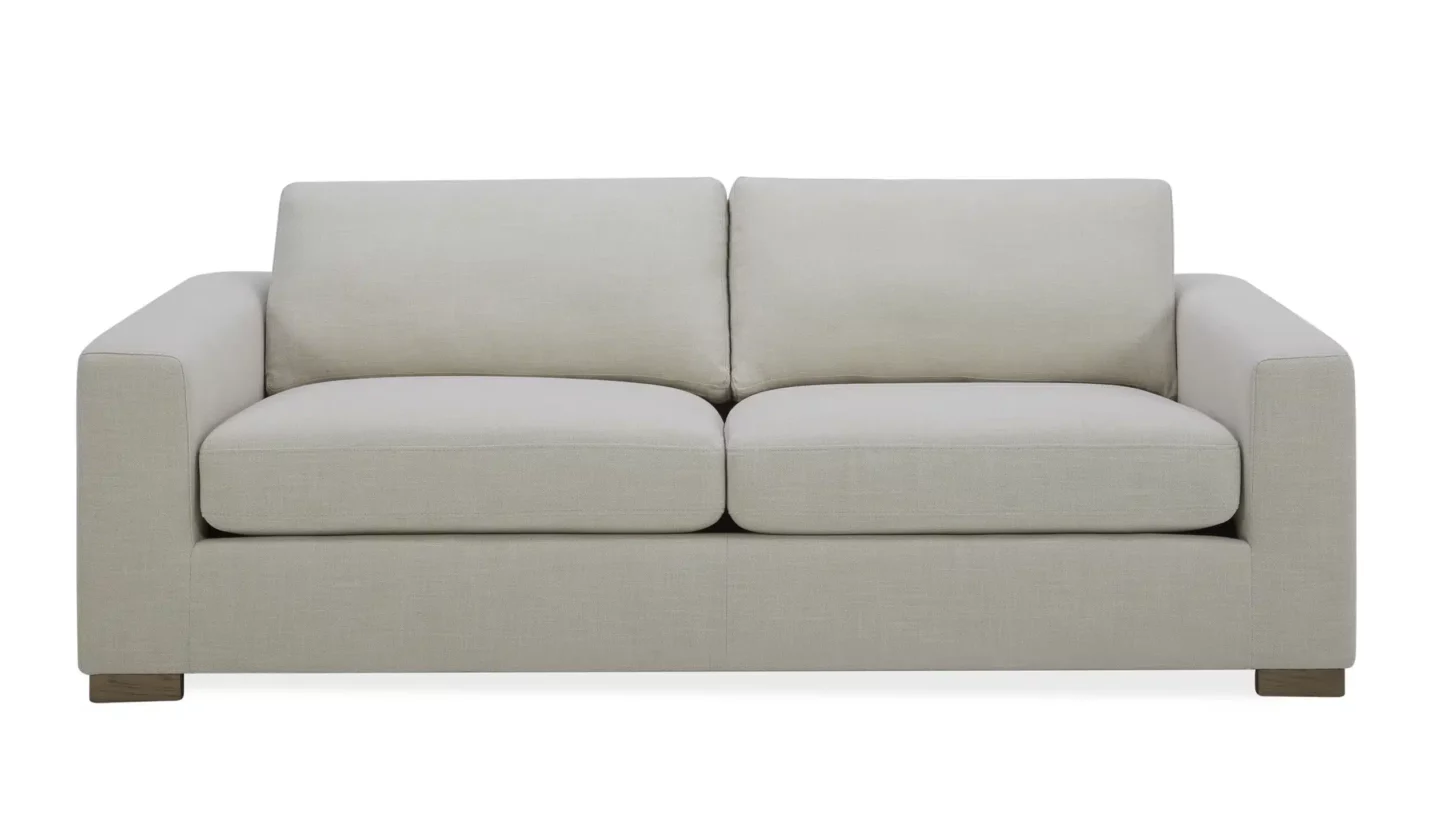 White puffy sofa.