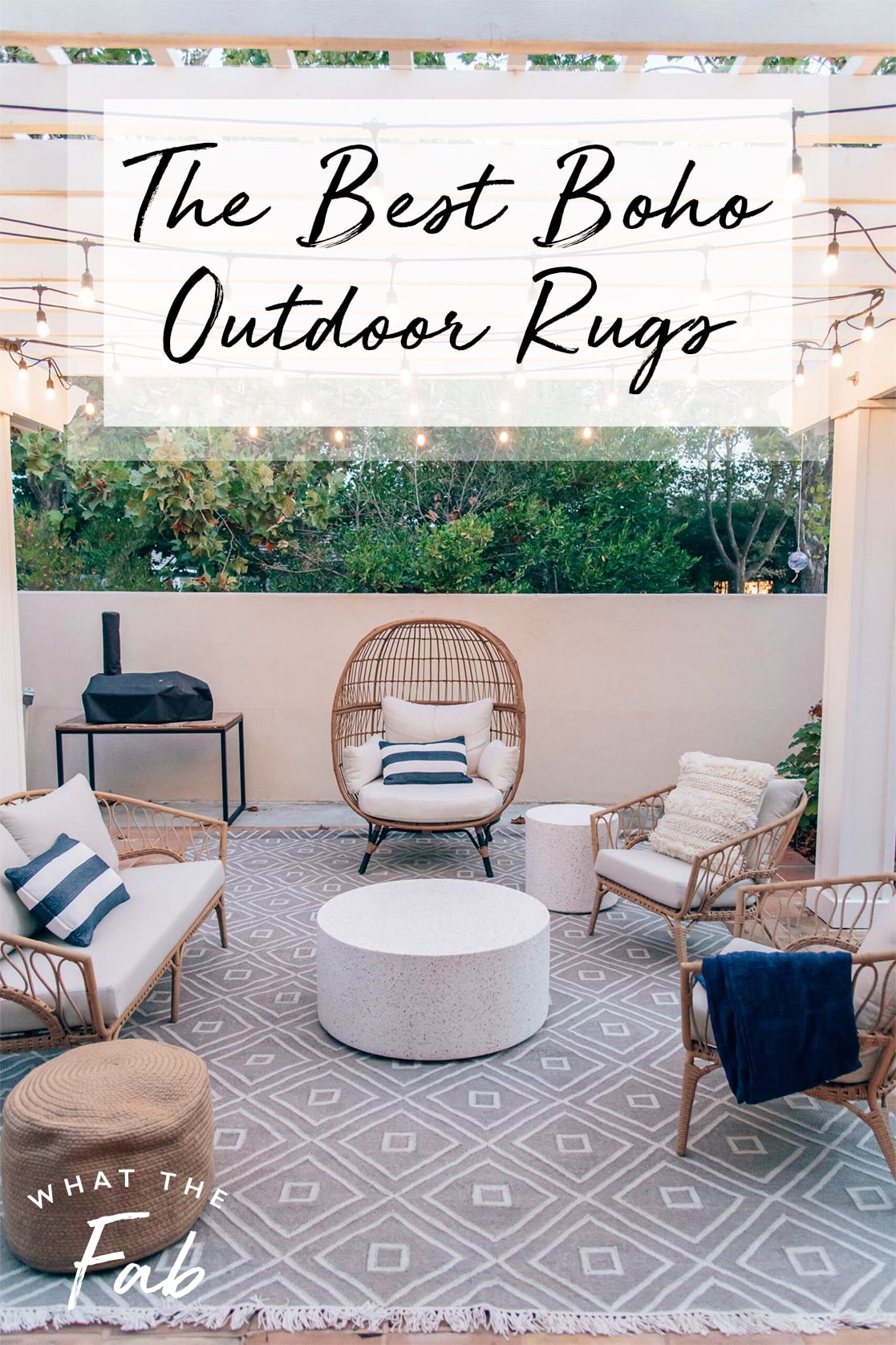 The best boho outdoor rugs, by lifestyle blogger What The Fab