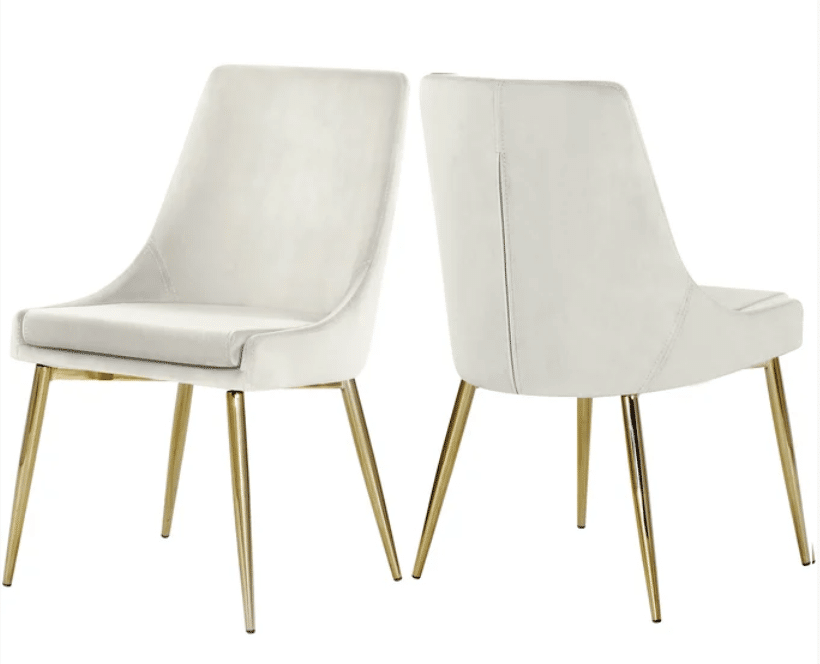 Cream dining chairs, by Blogger What The Fab