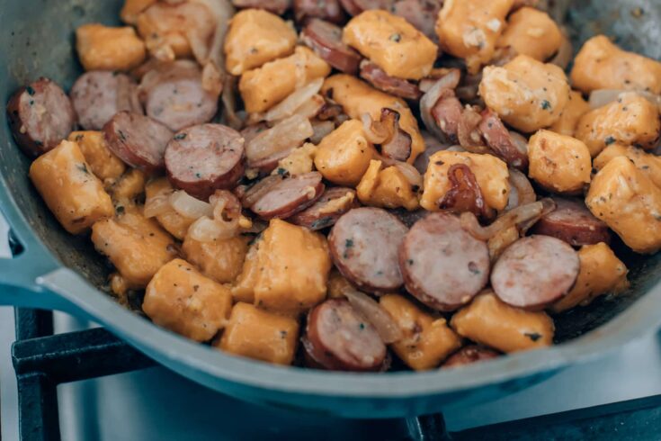 Easy Trader Joe's sweet potato gnocchi meal, by lifestyle blogger What The Fab