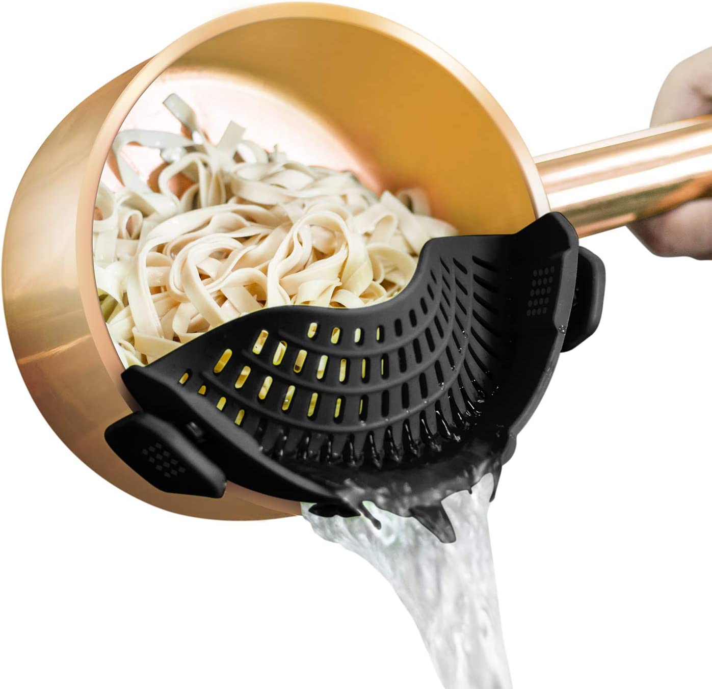 silicone clip on strainer pasta pot