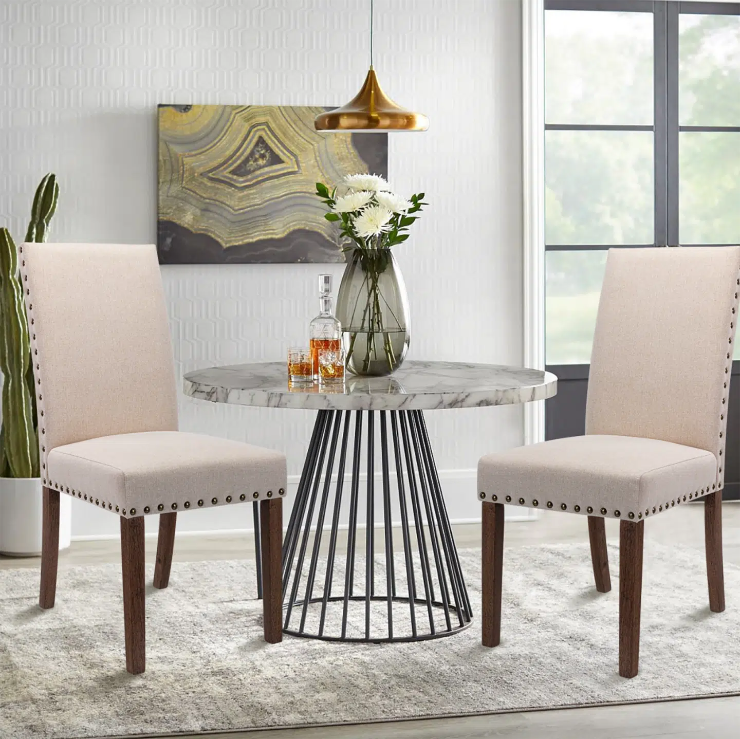 Gorgeous cream dining chairs, by home blogger What The Fab