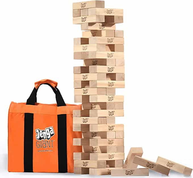 Giant Jenga wood stacking game.