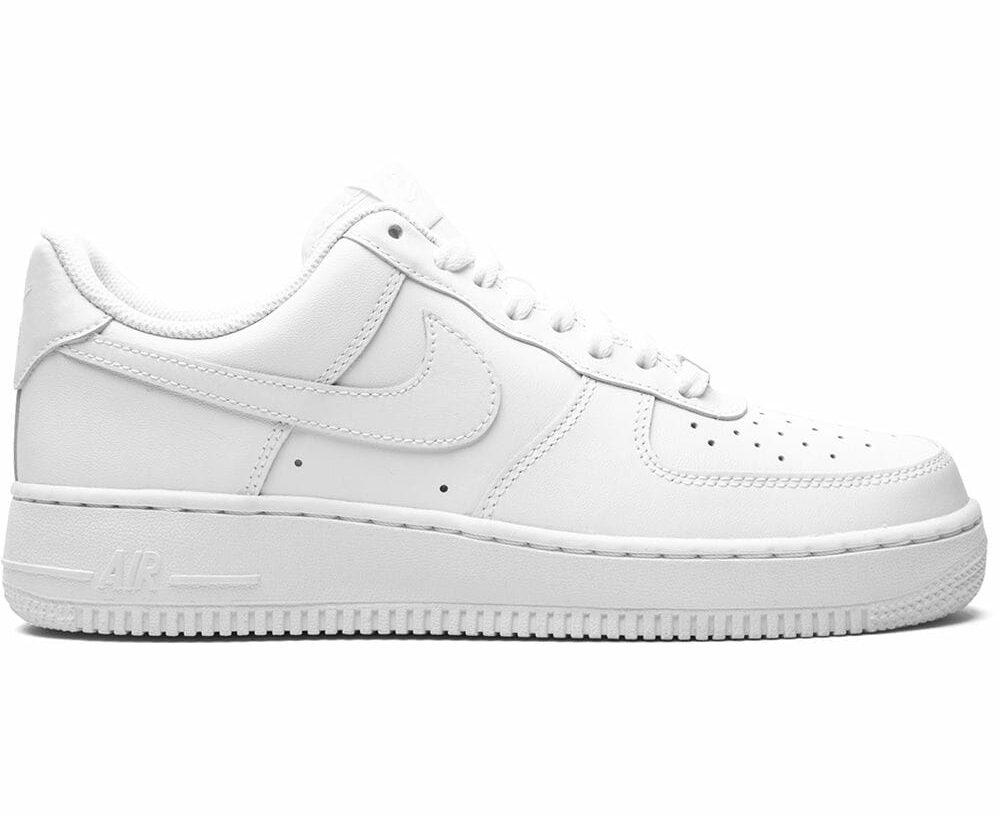 Nike Air Force 1 '07 white leather sneakers.